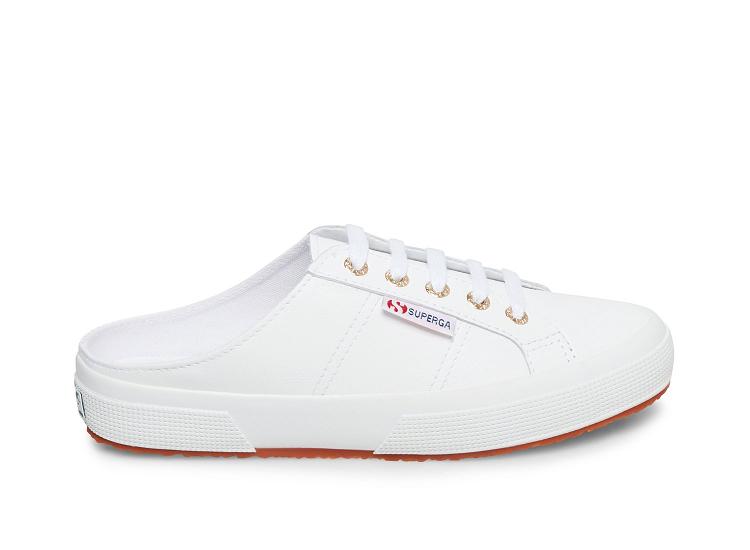 Superga 2402 Leanappaw White Gold Leather - Womens Superga Slip on Shoes